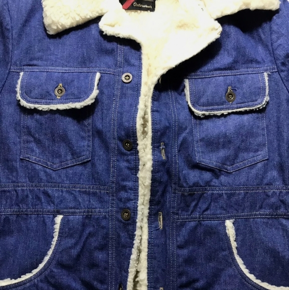 Vintage 70's Sears Men's Denim Jean Sherpa Jacket Coat Size 40 Medium Regular - Picture 3 of 7